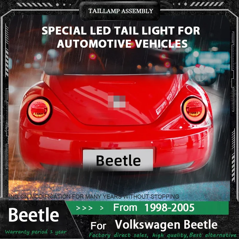 

2 PCS Automatic Lights For VW Volkswagen Beetle 1998-2005 Tail Lamp Modified DRL Taillight LED Horse Race Tool Car Accessories