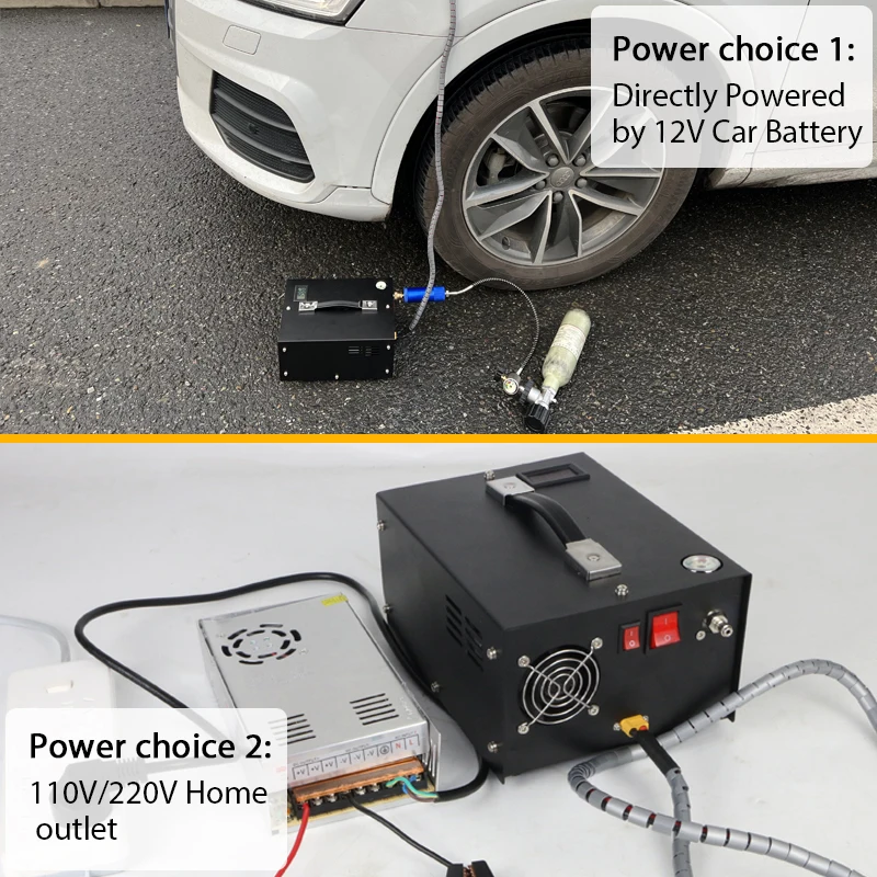 12V/110V/220V 4500PSI samochód elektryczny PCP pompa wysokiego ciśnienia niski poziom hałasu sprężarki powietrza zatapialne