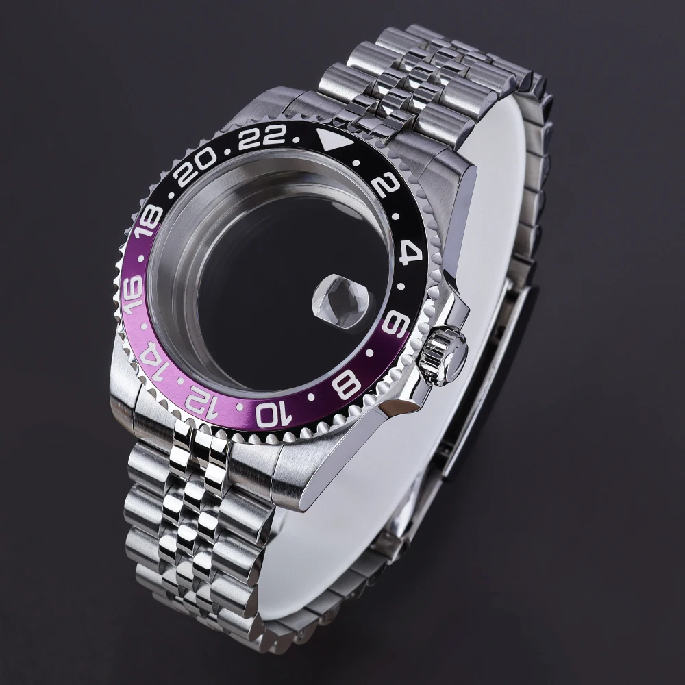 

40mm 20BAR Waterproof 8215 case For NH34 NH35 NH36 Miyota8215 ETA2824 Movement SUB GMT Watch Case 5-link Bracelet Sapphire Glass