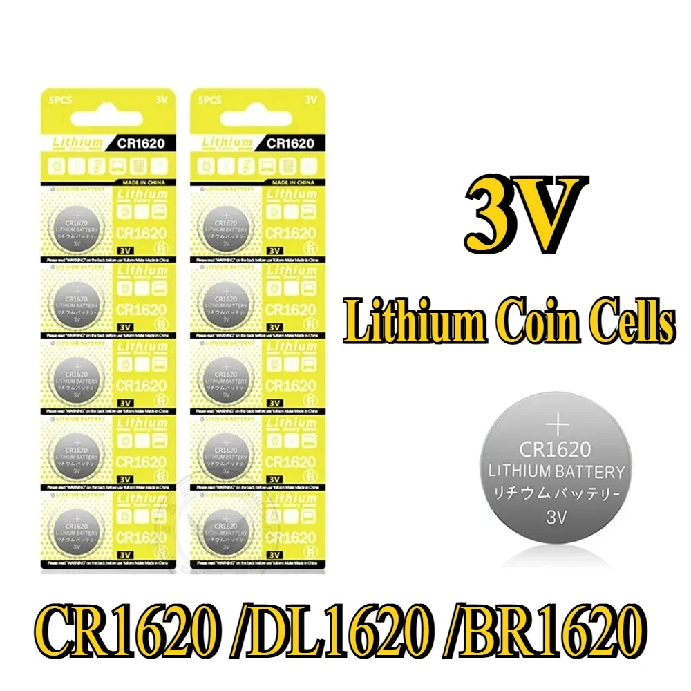 

CR1620 Battery CR 1620 3V Button Battery For Watch Car Remote Control Calculator Scales Shavers DL1620 BR1620 Lithium Coin Cells