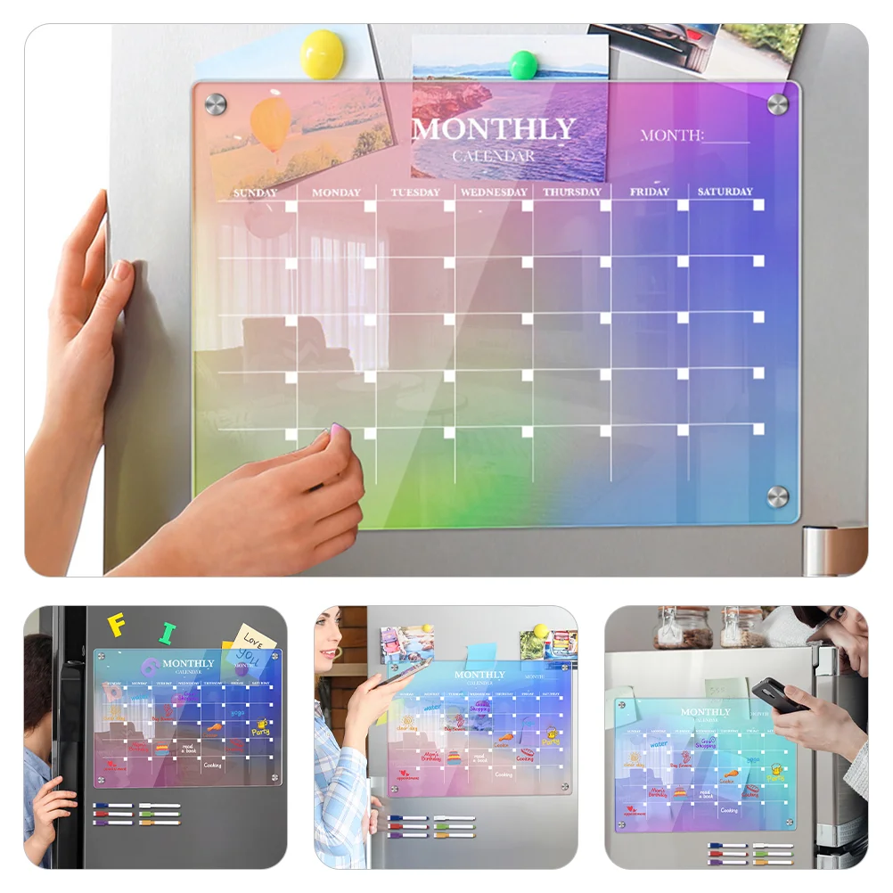 Fridge Calendar Dry Erase Planning Board Colored Magnetic for Acrylic Planner Refrigerator