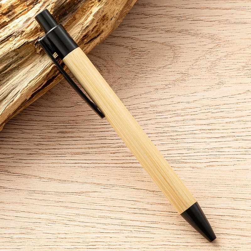 Imagem -04 - Bambu Caneta Esferográfica 50 Pcs para Estudante Escritório Publicidade Natural