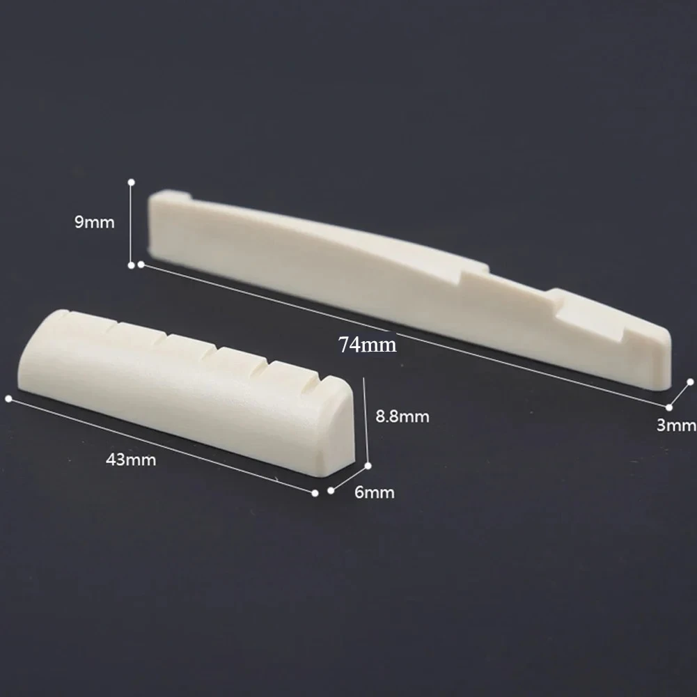2 Sets 4 Pcs 6 String Acoustic Guitar Bone Bridge Saddle 74mm And Nut 43mm Cow Bone Nut Top Folk Pillow Folk Bottom Pillow - Image 2