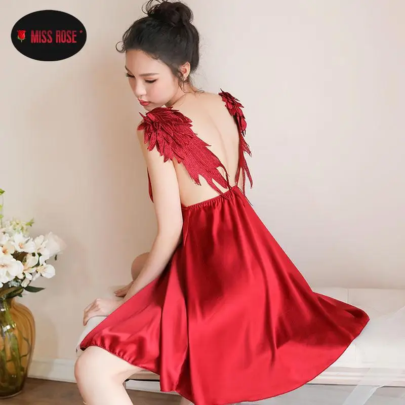 

Beauty Back Red Black Satin Silk Dress Women Lady Elegant Party Date Dinner Robe Sexy Club Dresses Flowy Swing Soft Vestidos