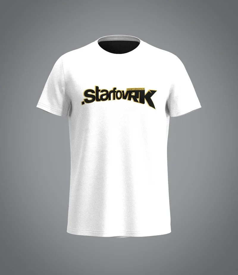 2026 Latest StyleNewest Design Men White Crew Neck T-Shirt Starfovrik Letter Print Casual Short Sleeve Tee