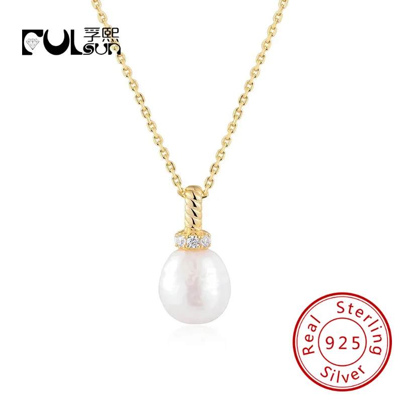 

Витой цирконий, стерлинговое серебро 925 пробы, позолоченное 14 К, натуральный пресноводный жемчуг, ожерелье для женщин, ювелирные изделия