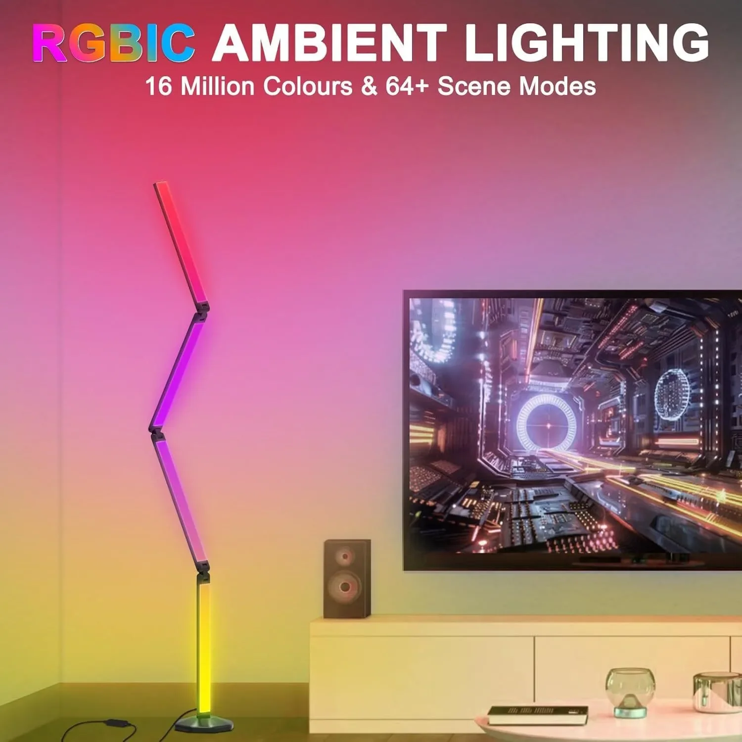 New DIY Floor Lamp Wall Lamp RGBICWW Colorful Wall Graffiti WIFI Shaped Desktop Lamp Esports Atmosphere Light