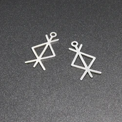 5pieces/lot Bindrune Vinyl Symbol Charm Norse Viking Stainless Steel Protective Pendants Diy 28x15mm