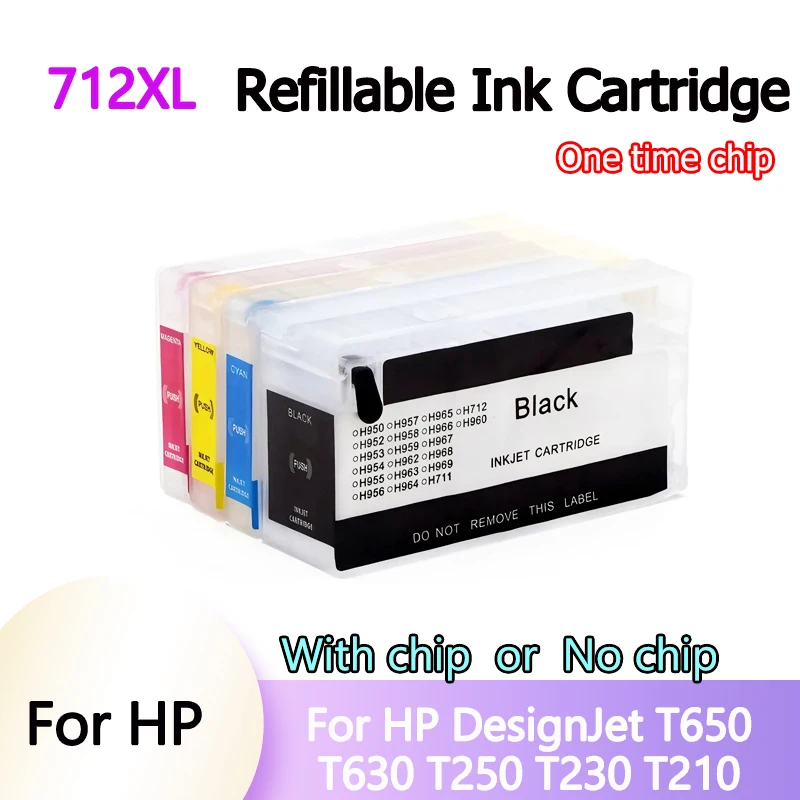 

For hp 712 712XL Refillable Ink Cartridge With Disposable Chip For HP DesignJet T650 T630 T250 T230 T210 Printers
