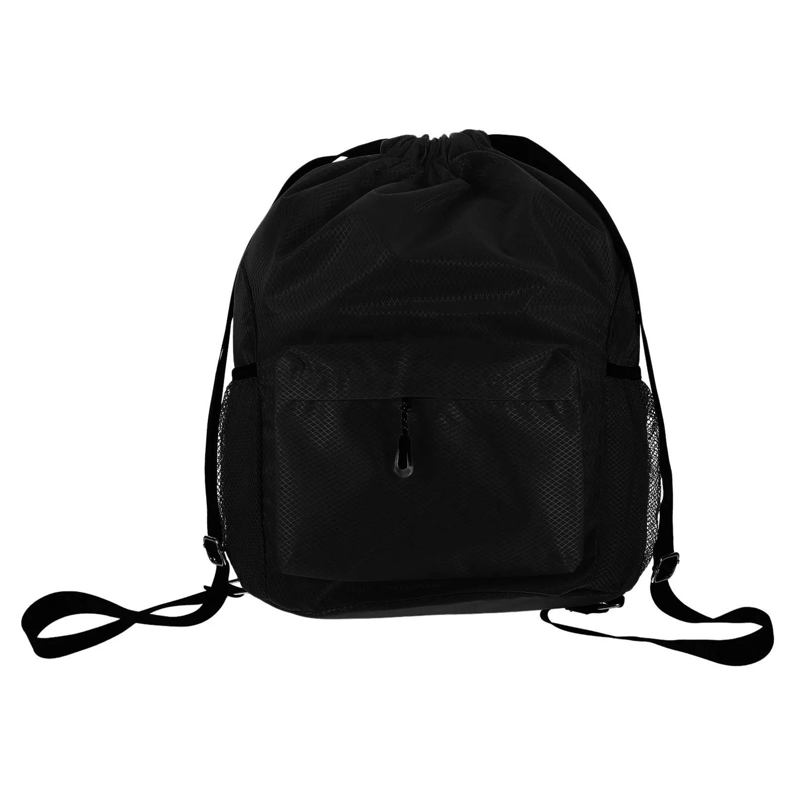 حقيبة برباط سوداء رياضية للياقة البدنية مقاومة للماء حقيبة ظهر كاجوال رياضية صغيرة لفريق تجريب حقيبة صالة الألعاب الرياضية مدرسة السفر الكرة الطائرة