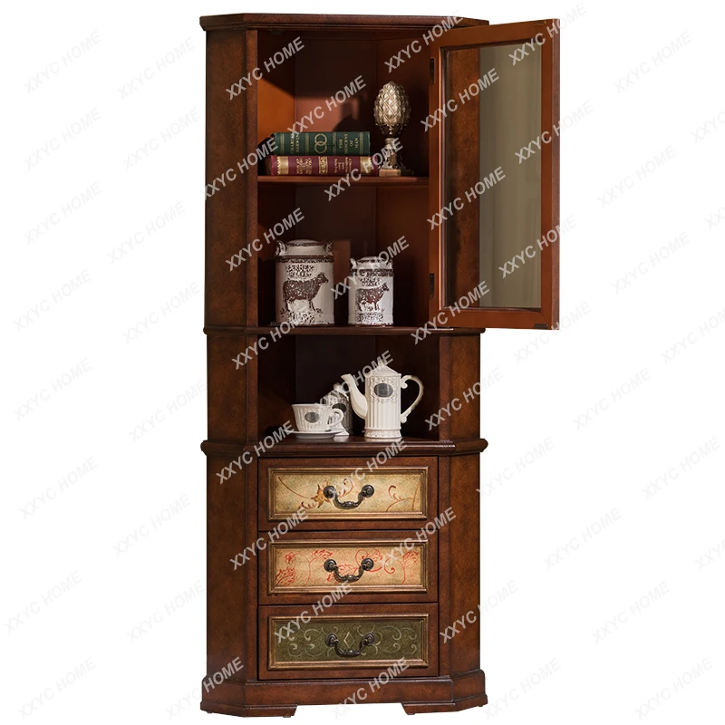 

Classical Painted Villa Solid Wood Cabinet Kitchen Bookcase Wine Cabinet Corner Cabinet Corner