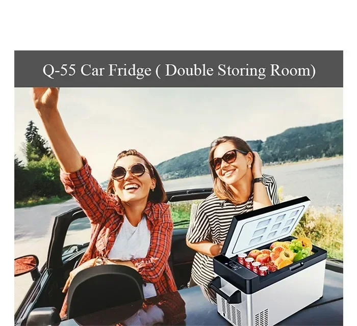 DC/AC Power 50L Dual Room Cooling And Freezing -20 Degree Car Mounted Freezer, Refrigerator For Automotive