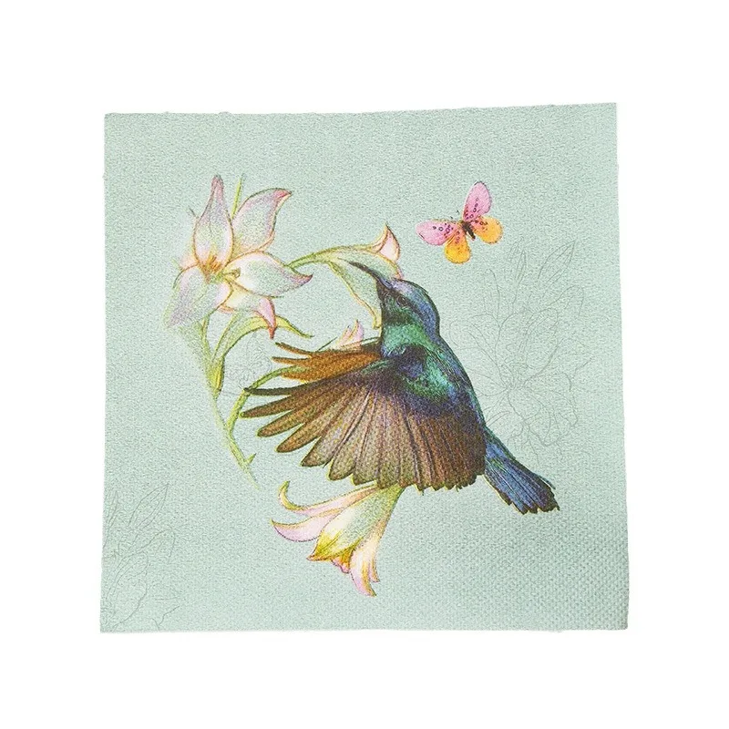 20pcs/Pac Flower and Bird Series Printed Napkins Native Wood Pulp 2-Ply Colorful Paper Napkins Kitchen Table Holiday Decoration