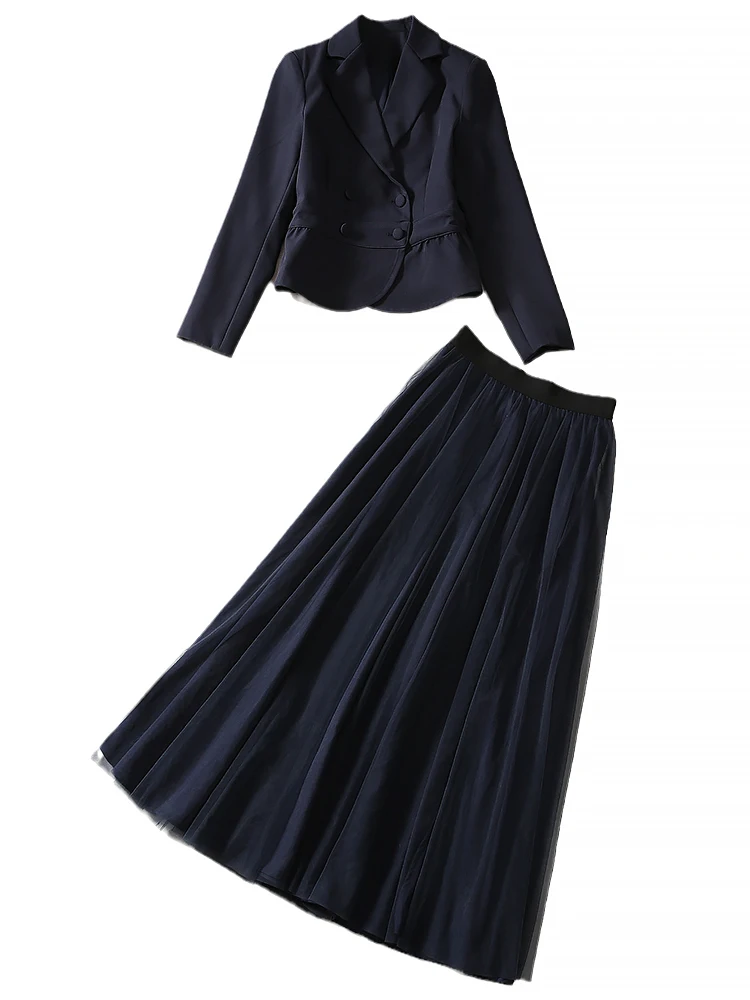 Designer nuovo 2023 moda autunno gonna da donna Set cappotto top maglia vestito ufficio francese Casual elegante vestito a due pezzi di alta qualità