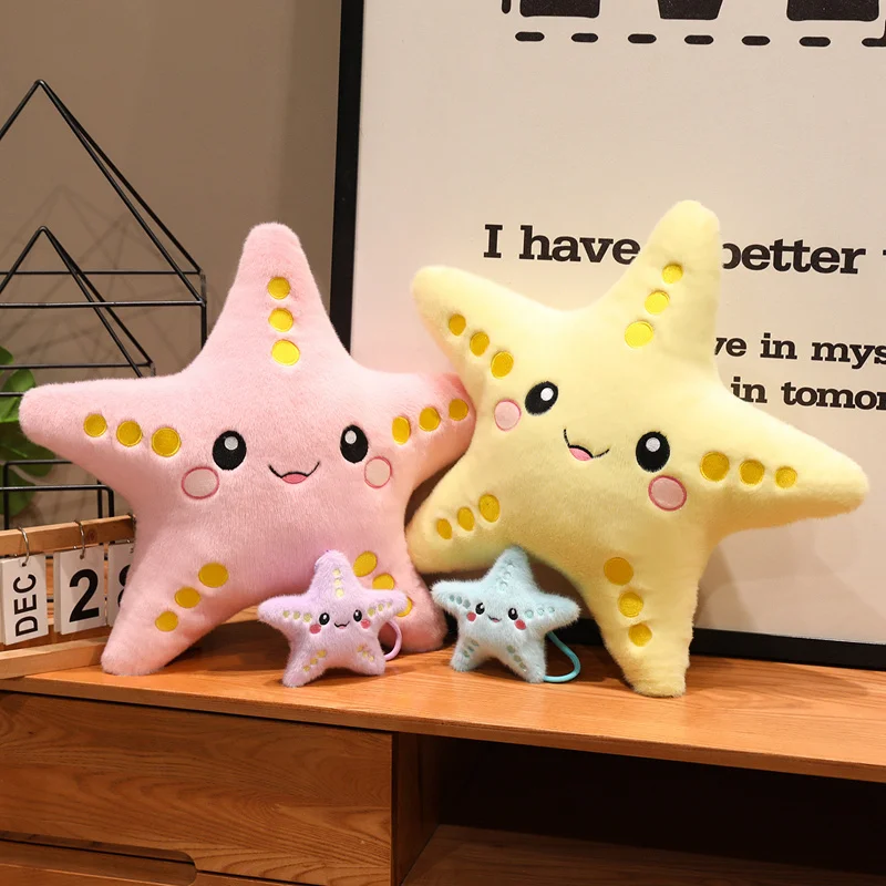 43/53cm Ocean Series Sea Star Throw Pillow 12cm Cute Sea Star Plush Pendant Keychain Soft Toy Room Decor Kid Birthday Gift