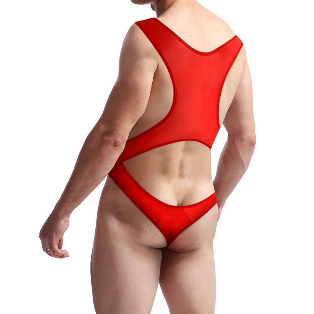 Pakaian dalam pria Bikini Hombre Lingerie Thong Stretch Bodysuit Jumpsuit Hollow Out pakaian renang Leotard Bodysuit pakaian dalam