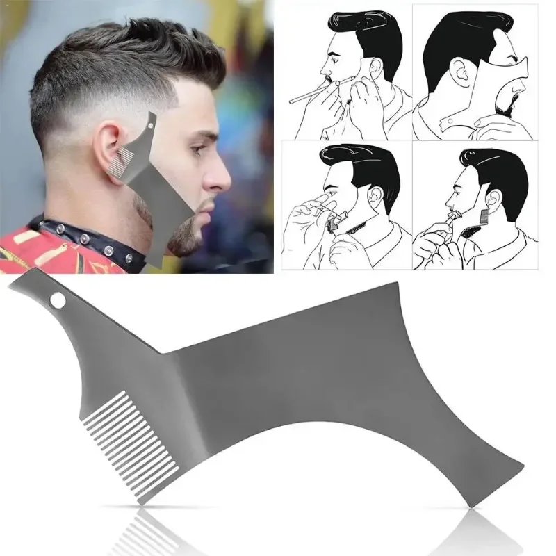 Barba in acciaio inossidabile Stencil Modellazione Pettine Modello Modellatura Styling Righello Pettini Strumento Barba Rasatura Parrucchiere Cura Baffi