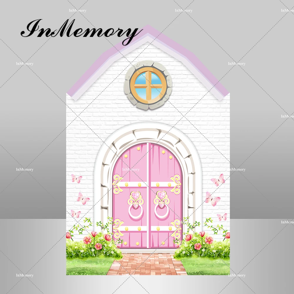 Oh Baby Butterfly Floral Garden House Barn Shape House Arch Backdrop For Girls Baby Shower Newborn 1st Birthday Party Background