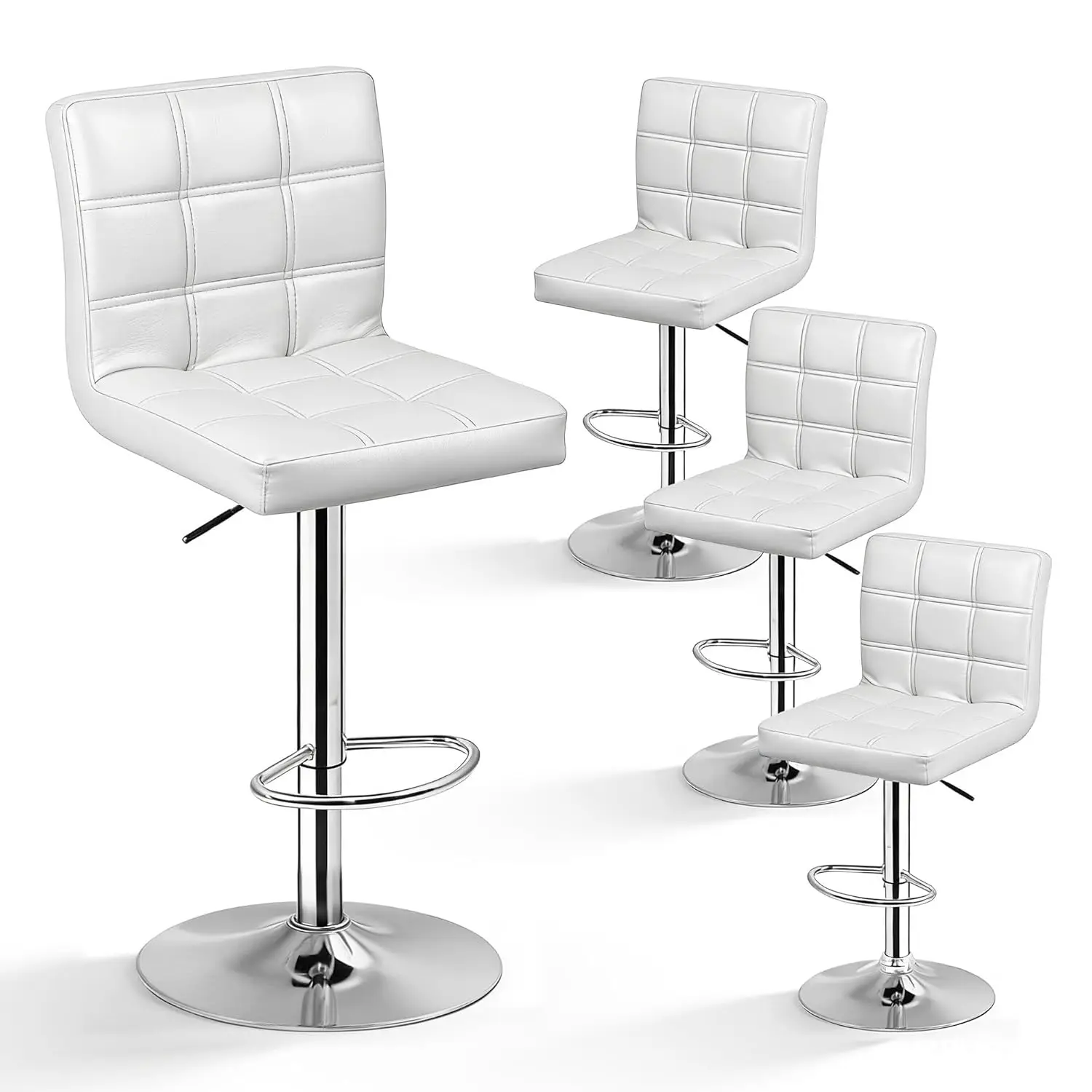 

Комплект из 4 барных стульев для кухонного острова, современные, из искусственной кожи, с регулировкой высоты, поворотные, с квадратной спинкой, на заказ