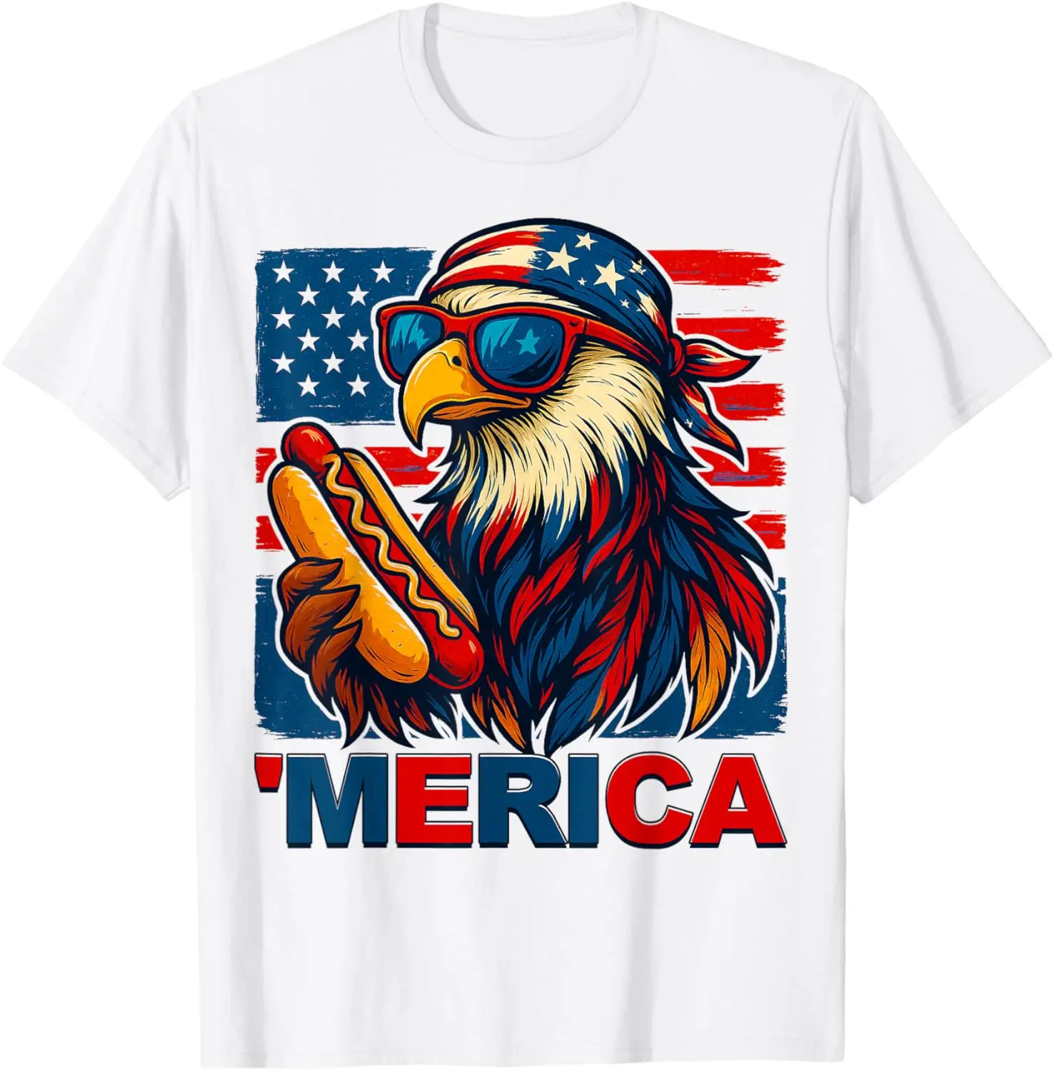 

Funny Merica Eagle Hotdog USA Flag 4Th Of July Patriotic Men T-Shirt Summer Short-Sleeved Breathable Sweat-Wicking Versatile Summer short-sleeved breathable sweat-wicking versatile fashion T-shirt for back-to-school season, unisex, Y2K Humor Fit well