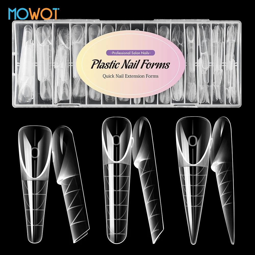 

MOWOT Французские двойные формы для наращивания ногтей, 120 шт., многоразовые, для геля, акрила, умные формы для французского маникюра, типсы-формы для наращивания, формы для ногтей-гробиков и шпилек