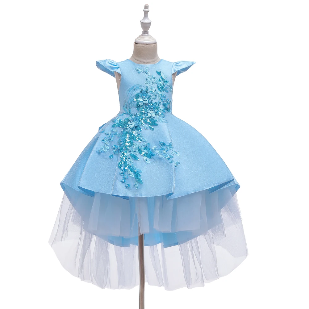 Girls Party Dresses 6 Colors 110cm-160cm Wedding Ball Gown Children Performance Trailing Skirt Baby Elegant Vestidos