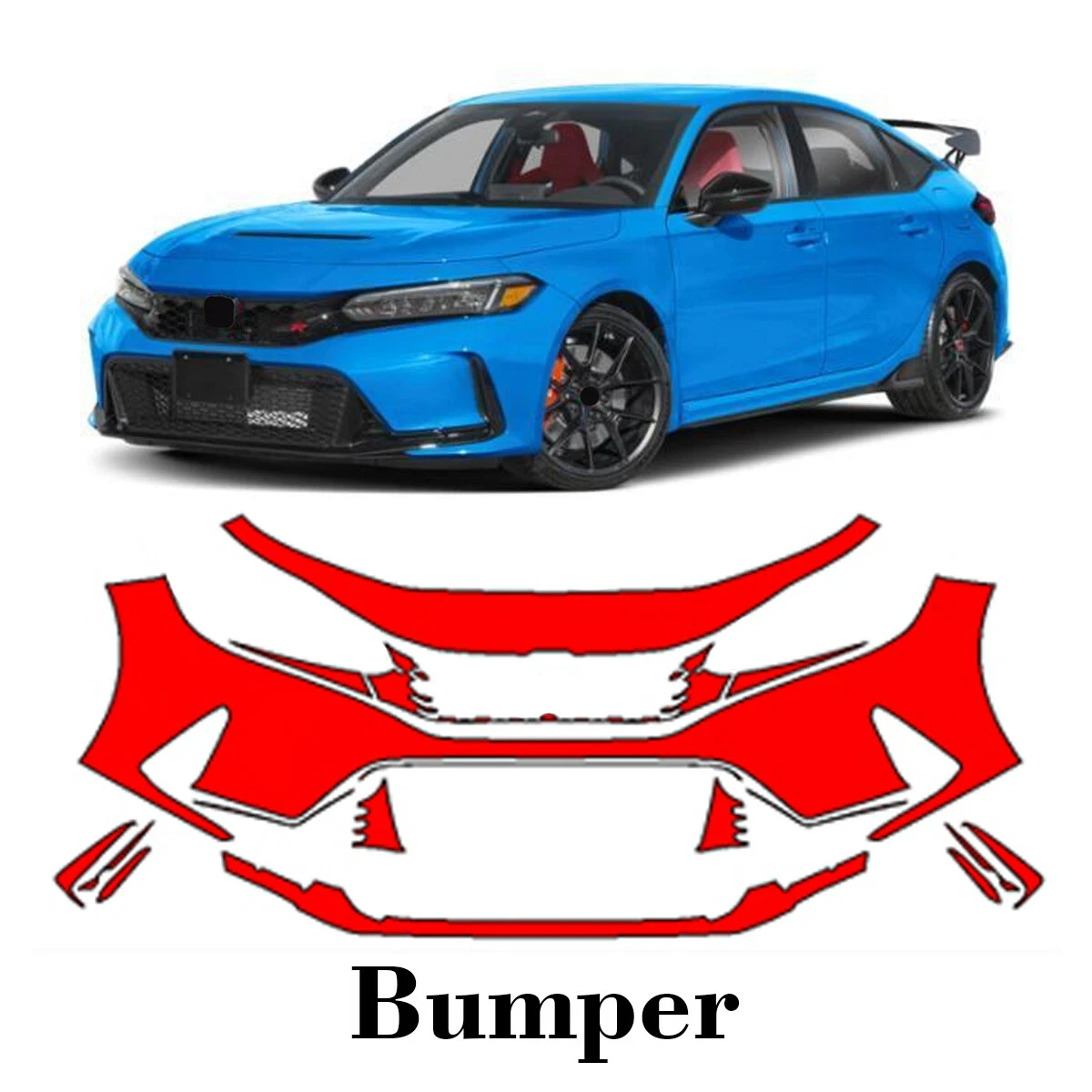 

For Honda Civic Type R 2023-2025 TPU Scratch-resistant Car Paint Protection Film Front Bumper Transparent Bra Per-cut PPF