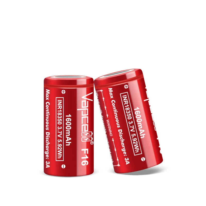 100% Original Vapcell 18350 F16 1600mah Battery INR18350 3.7V Grade A Rechargable lithium Batteries for Children Toys Cell