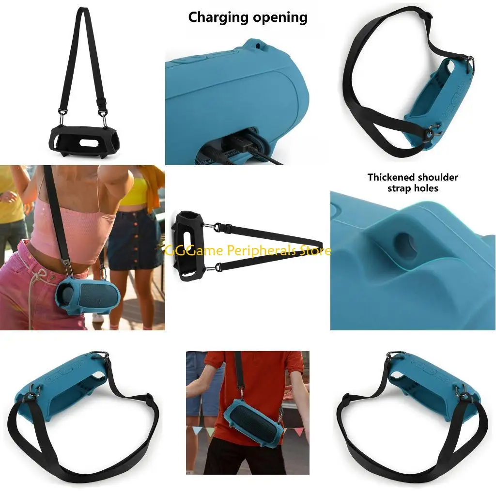 

U55B Silicone Sleeve Case for Charge 5 Speaker with Reinforced Slip Resistant Bottom and Effortless Button Operates