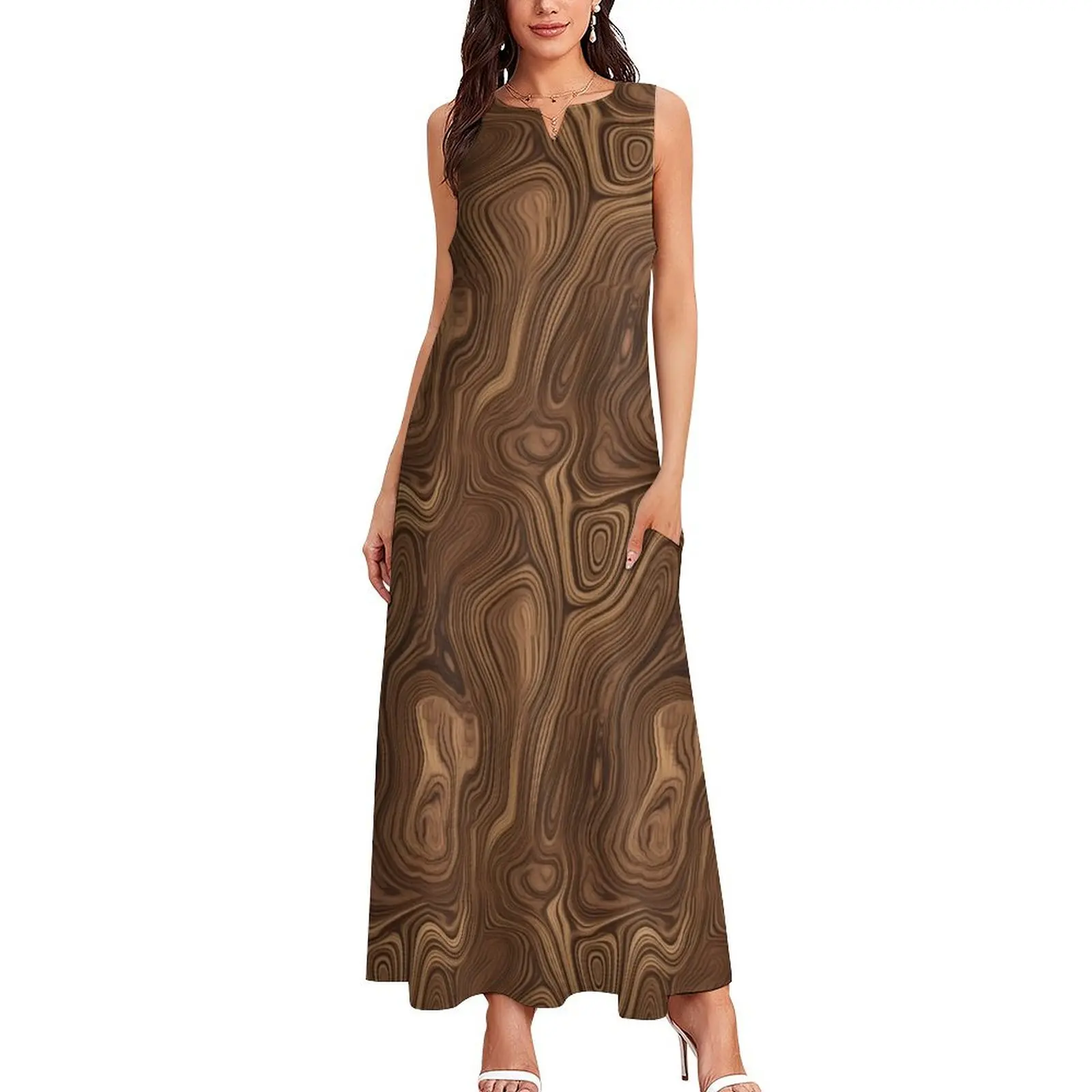 Walnut wood-grain Long Dress Woman's evening dress dress for woman women party dresses