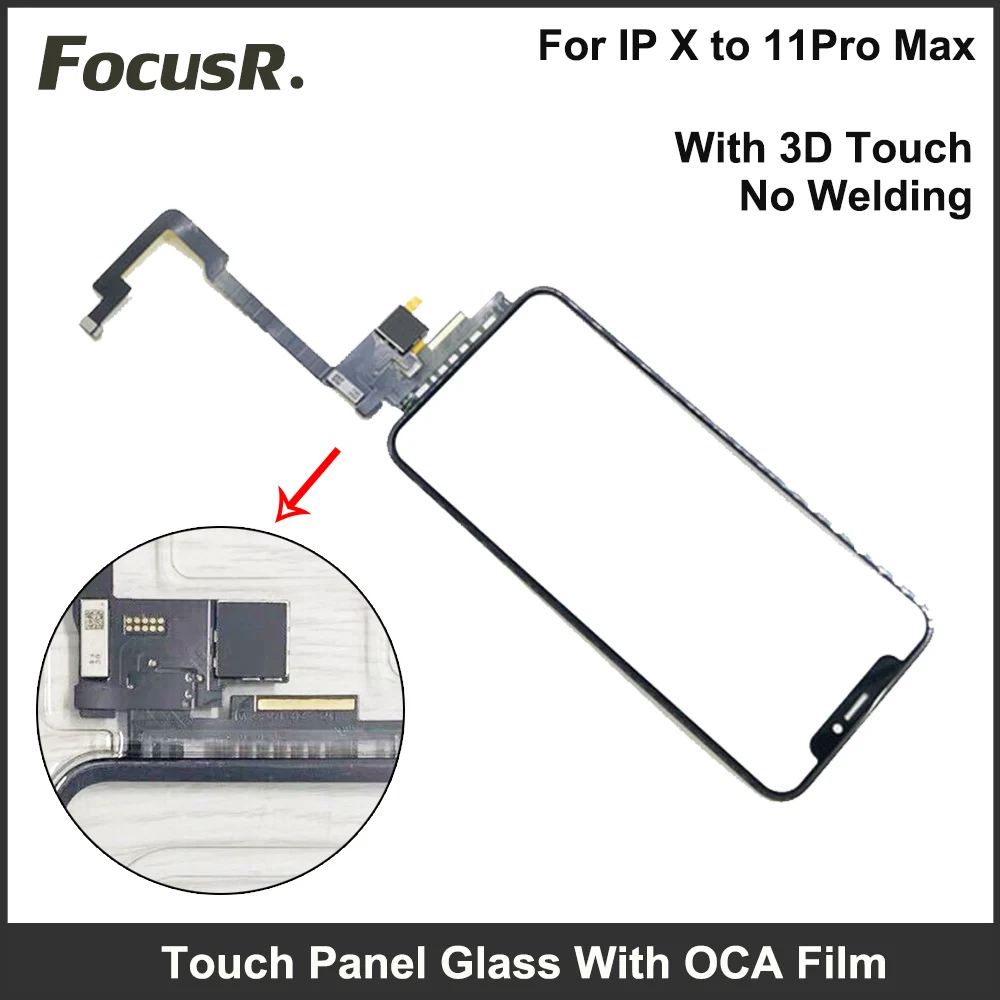 (All ios Pass) 5PC No Welding Touch Screen with OCA 3D Touch For iPhone X XS Max 11 Pro Digitizer Front Glass Panel Repair Parts