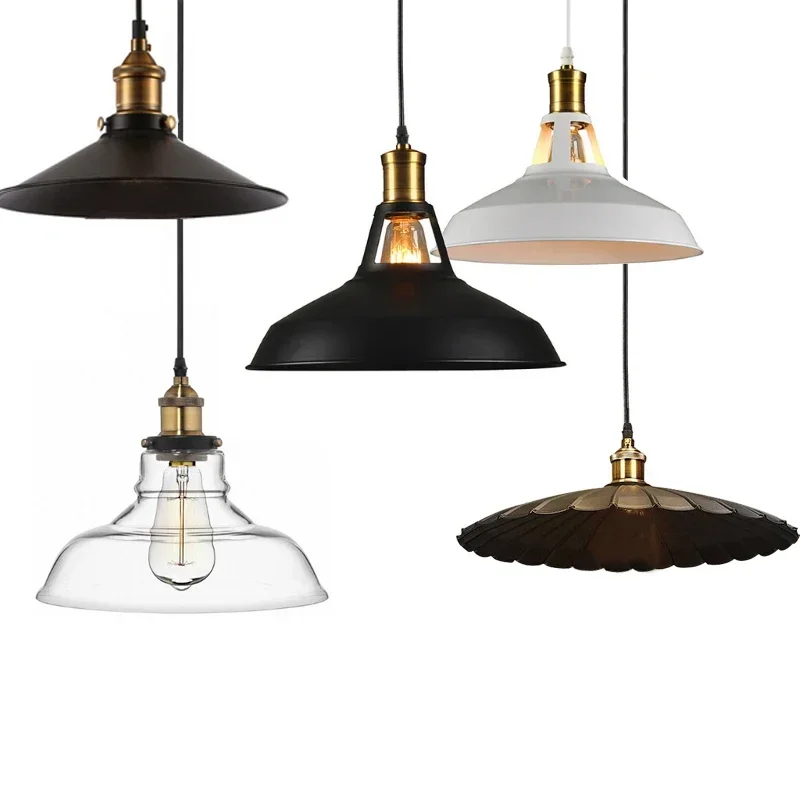 

Industrial retro style Art LED Pendant light black white Edison bulb pendant lamp Hanging Light luminaries lampshade