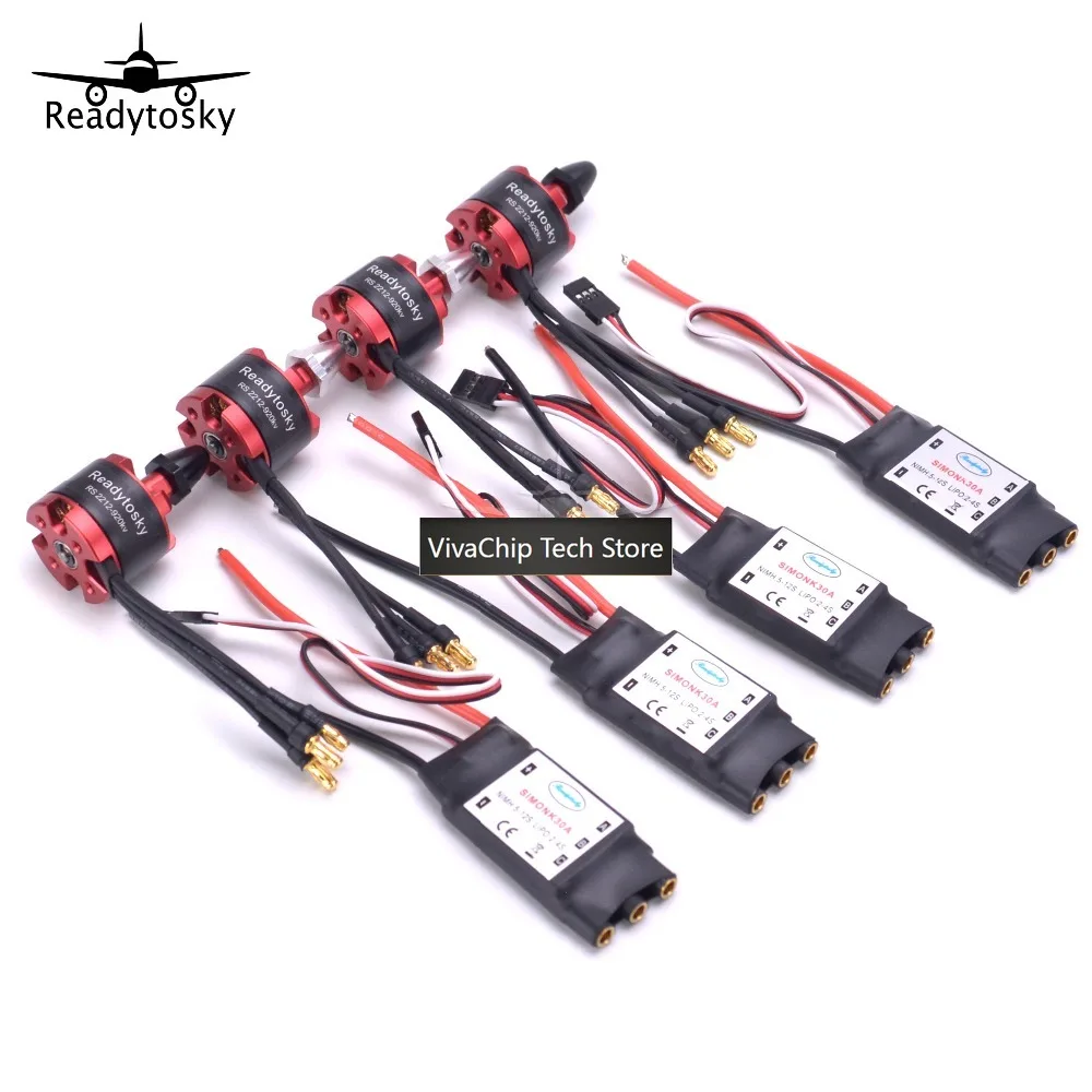 VivaCT4X 2212 920KV CW CCW Brushless Motor + 4 X 30A Simonk ESC With 3.5mm Connector For F330 F450 S500 F550 Multicopter
