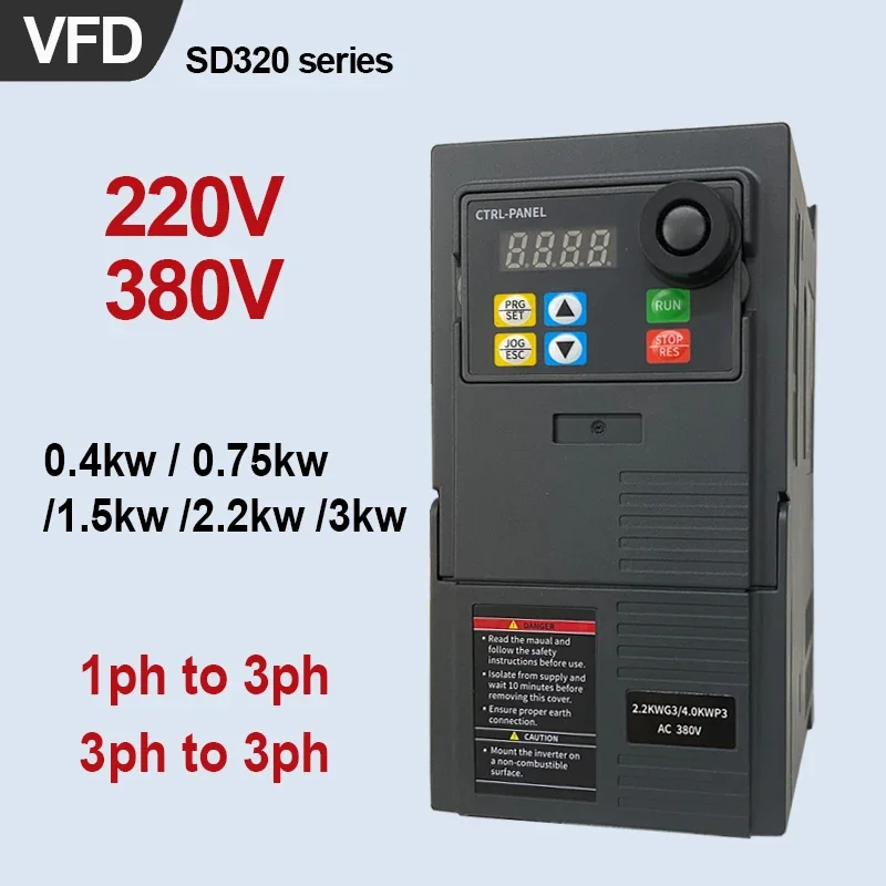 0.75KW 1.5KW 2.2KW Frequency converters VFD 220V 380V Variable Frequency Drive Motor Speed Control Inverter