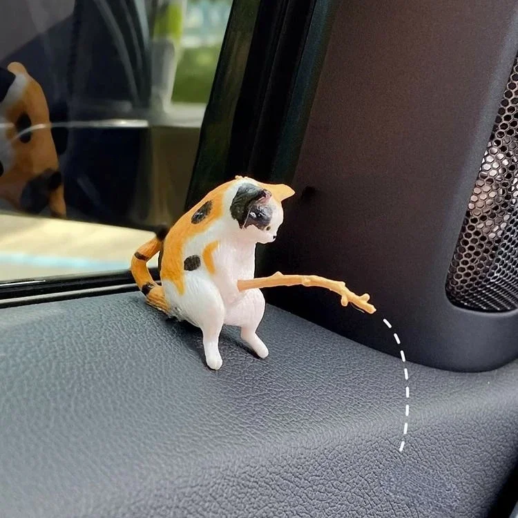 Fishing cat Car Interior Decoration Cute Resin With Pipe Glasses Auto Rearview Mirror Pendant Air outlet For Car Accessories