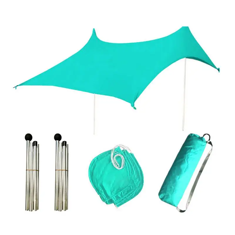 Beach Tent Sun Shelter Sun Shade Beach Canopy With UPF 50 Protection With 4 Sandbags Anti-UV Tent For Camping 4-8 Persons