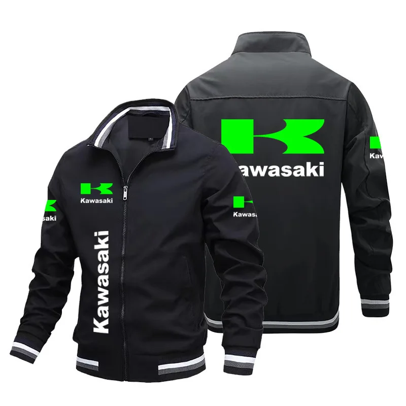 Kawasaki men's motorcycle jacket, windbreaker with motorcycle logo, racing team sportswear, new 2024 manteaux homme пиджак