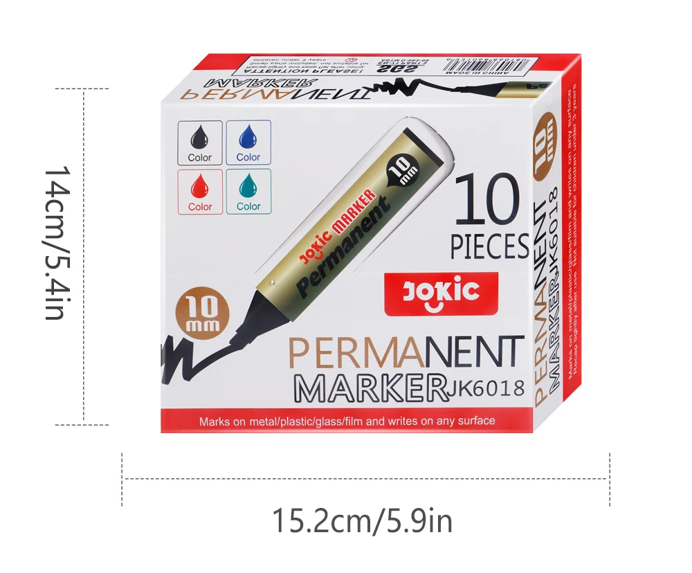 1/4 Stück Farben Set Permanentmarker, wasserfeste Tinte, dünne Spitze, rohe Spitze, schwarz, blau, rot, grüne Tinte, 10 mm rohe Farbmarkierungsstifte – Detail 3