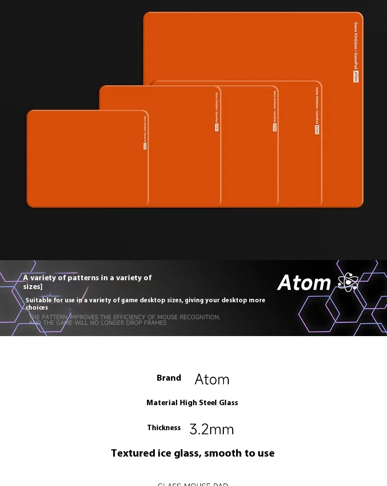 カスタマイズされたpvガラスマウスパッド,スムーズなfps,強化されたeスポーツ,アップグレードされたゲーミングデスクマット,カスタマイズ可能なパターン,ゲーマーアクセサリー