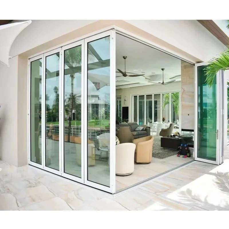High Standard Bulk Aluminium Glass Bifold Doors For Patio Exterior Use Waterproof Windproof Heavy Duty For Home Garden Villa New