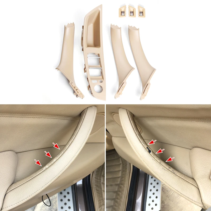 

7Pc/Set Left Right Hand Drive LHD For BMW 5 Series F10 F11 F18 Beige Black Interior Door Handle Inner Door Panel Pull Trim Cover