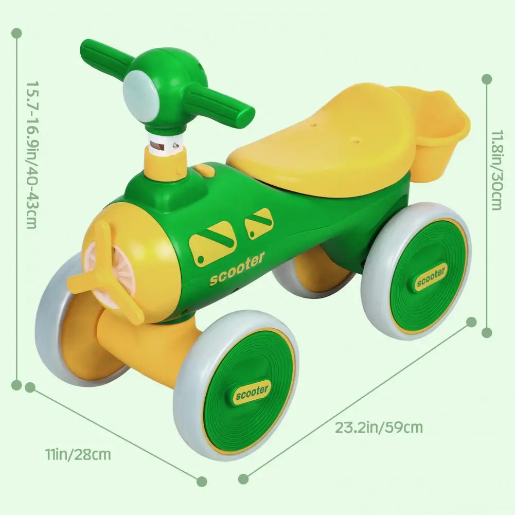 Baby Balance Bike 4 Wheels Toddler Walker Bicycle Toys Birthday Gifts For Girl Boy 1-3 Years Old Kids Christmas Gifts With Music