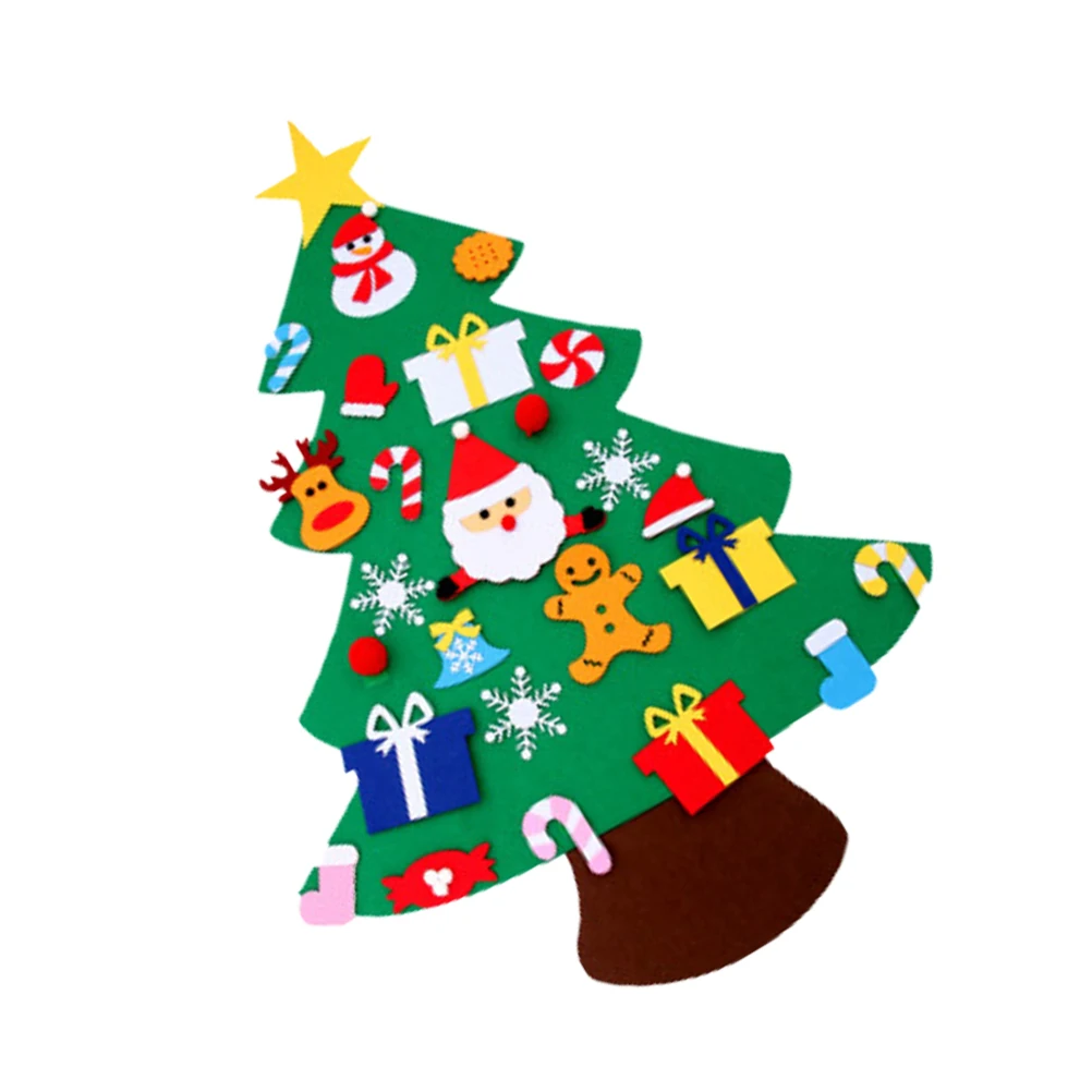

Christmas Tree Felt Jigsaw Puzzle Diy Decorative For Kids Creative Xmas Gift Sturdy Sewn Stickers Holiday Party Decoration