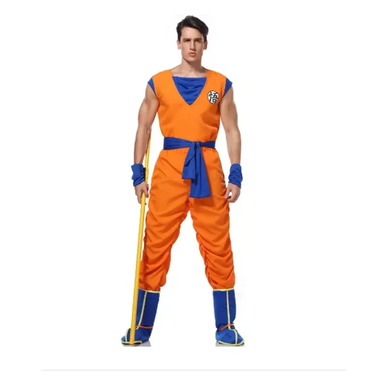 Japanese Anime Adult Orange Suits Son Goku Cosplay Costume Anime Superheroes Jumpsuit Role Play Dress Up