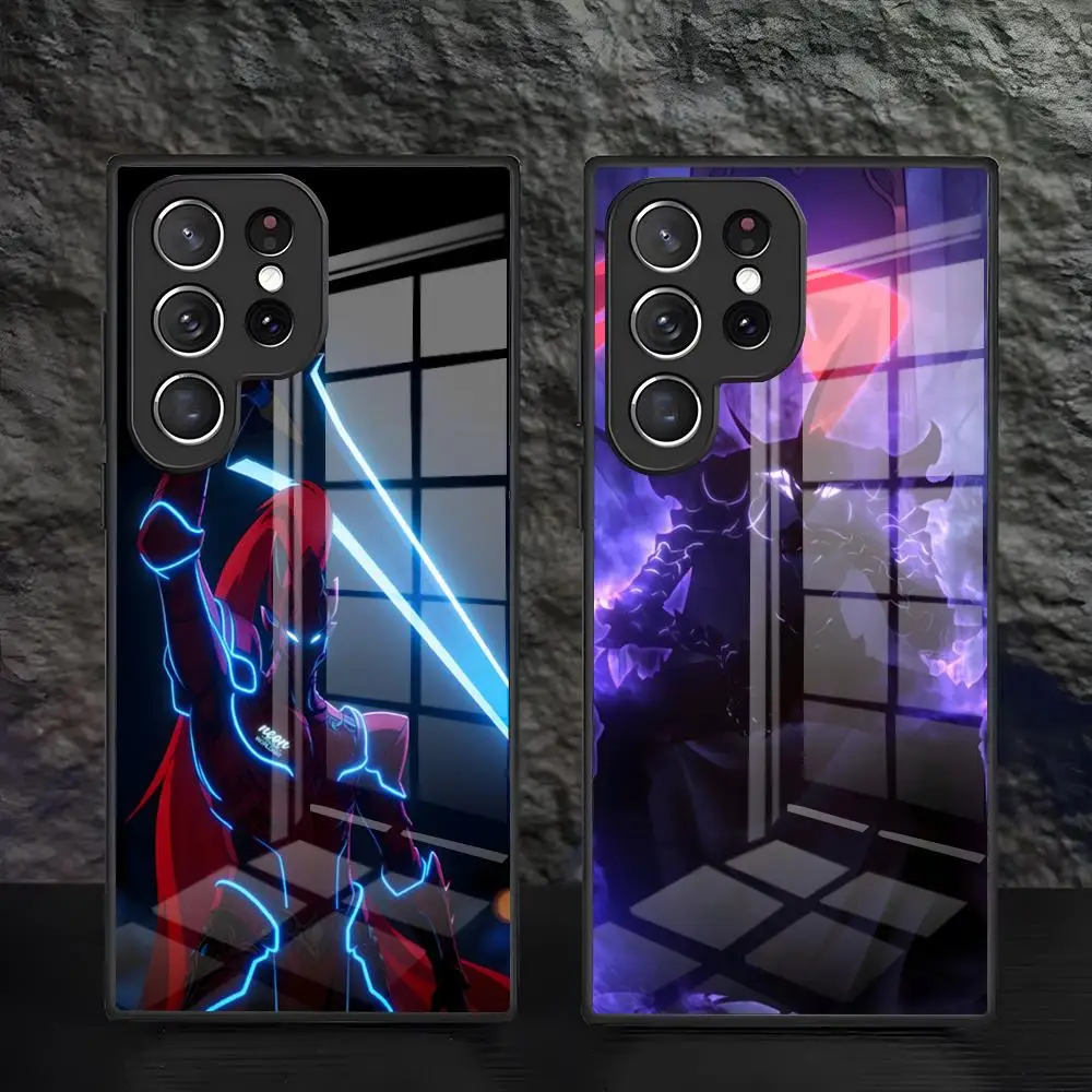 Anime Igris The Leveling Phone Case For Samsung S26 S25 S24 FE S23 S22 S21 Plus S20 Ultra Note20Ultra Black Glass Cover