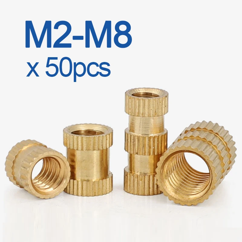 

50pcs/lot M2 M2.5 M3 M4 M5 M6 M8 Brass Insert nut Injection Molding Brass Knurled Thread Inserts Nuts