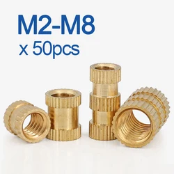 50pcs/lot M2 M2.5 M3 M4 M5 M6 M8 Brass Insert nut Injection Molding Brass Knurled Thread Inserts Nuts