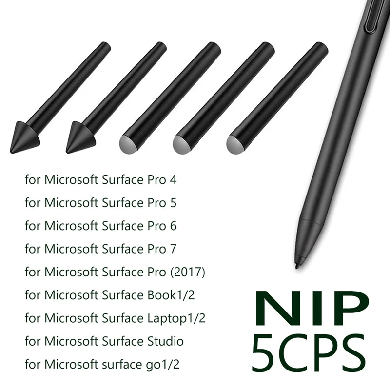 5 PCS Pen-Tip Stylus HB HB HB 2H 2H Replacement Kit for Surface Pro 7/6/5/4/Book/Studio/Go