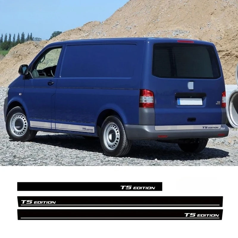 

4 шт., декоративная наклейка на боковую дверь автомобиля для Volkswagen Caravelle Transporter California Multivan Van T5 T6 Edition, спортивные полосы