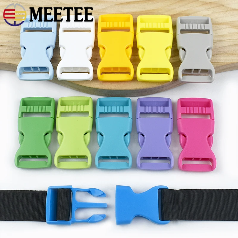 

20Pcs Meetee 15-38mm Plastic Buckle Webbing Side Quick Release Buckles Bag Strap Dog Collar Adjust Snap Clasp DIY Accessories